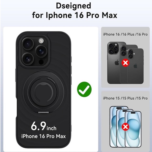 Other - Magnetic Ring Stand for iPhone 16 pro max Case Black NEW